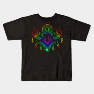 Mandala rainbow deer design with a deer designed in a mandala style Kids T-Shirt